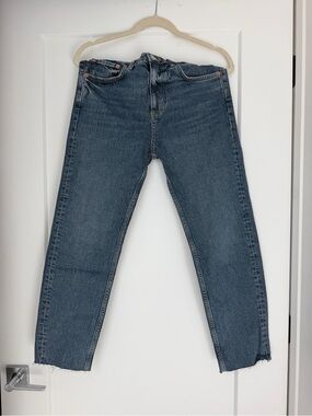 Zara Mid Wash Straight Leg Jeans - Blue